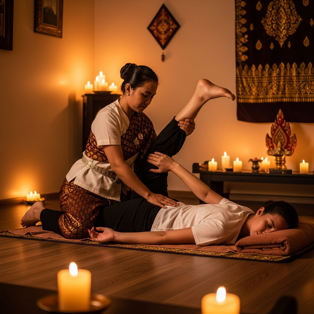 Traditional Thai massage therapy session at Sage Wellness